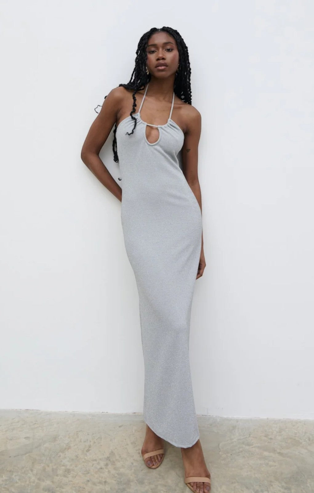 Pretty Lavish Myka Dress in Silver – dresses by Pretty Lavish, available to rent from Hirestreet