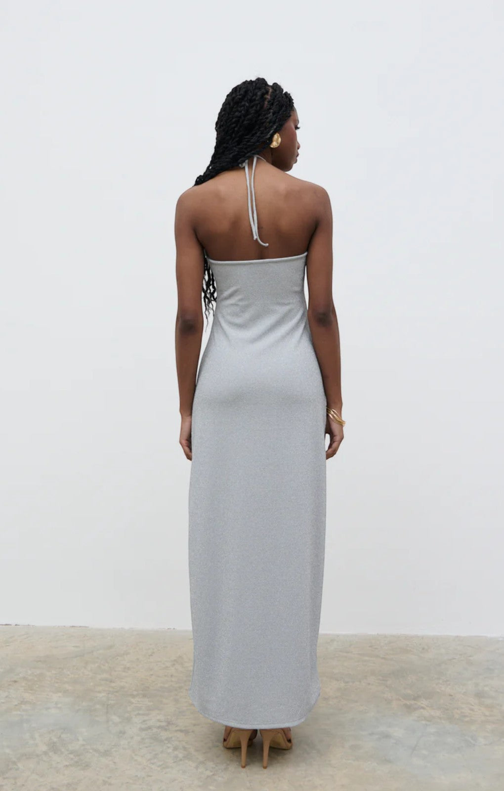 Pretty Lavish Myka Dress in Silver – dresses by Pretty Lavish, available to rent from Hirestreet