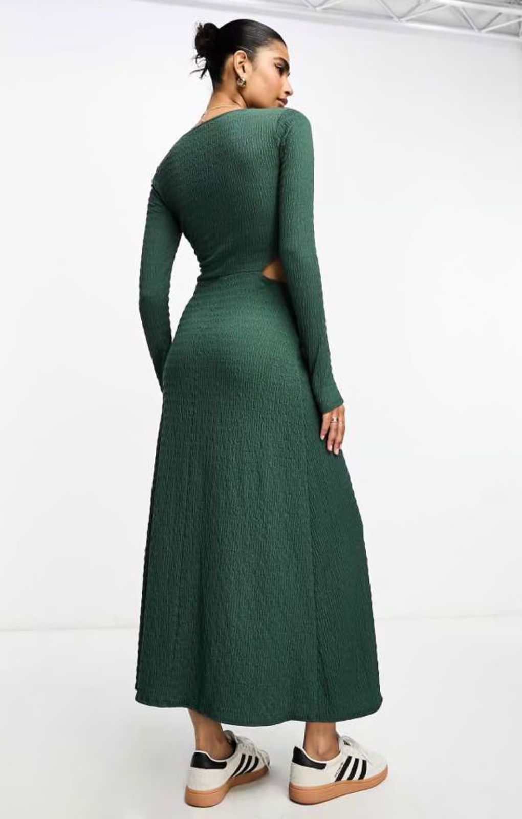 ASOS DESIGN Drape Midi Dress With Wrap Detail In Green
