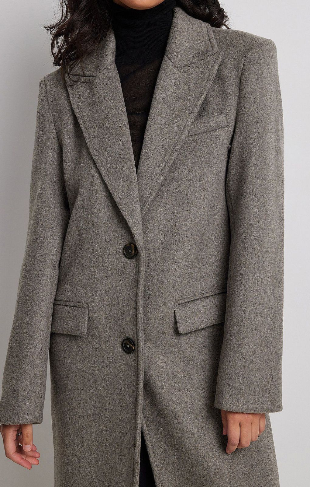 NA-KD Oversize Single Breasted Coat In Grey