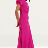 Nobody's Child Pink Shirred Naomi Midi Dress