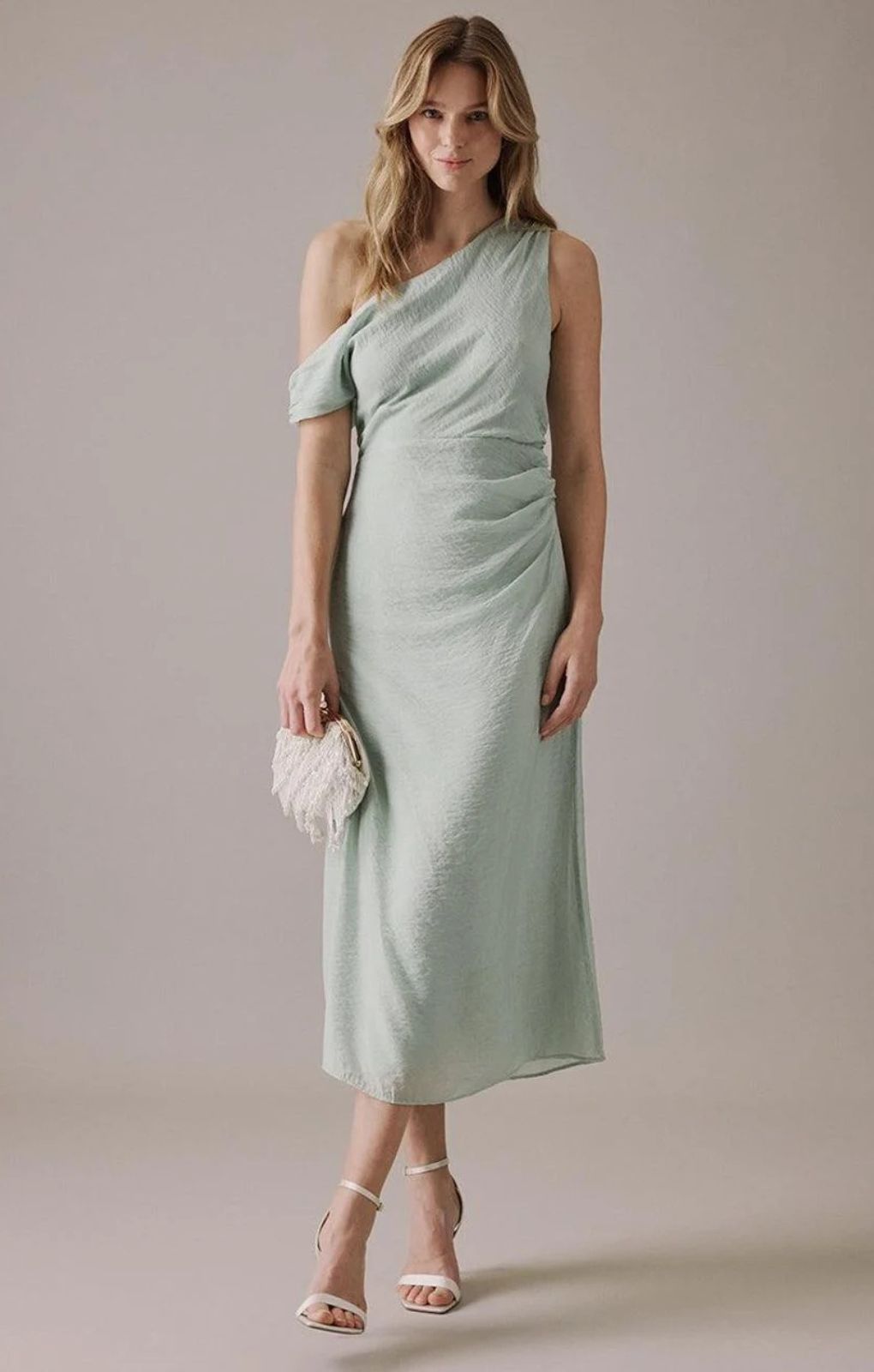 Nobody's Child Green One Shoulder Skylar Midi Dress – dresses by Nobody's Child, available to rent from Hirestreet
