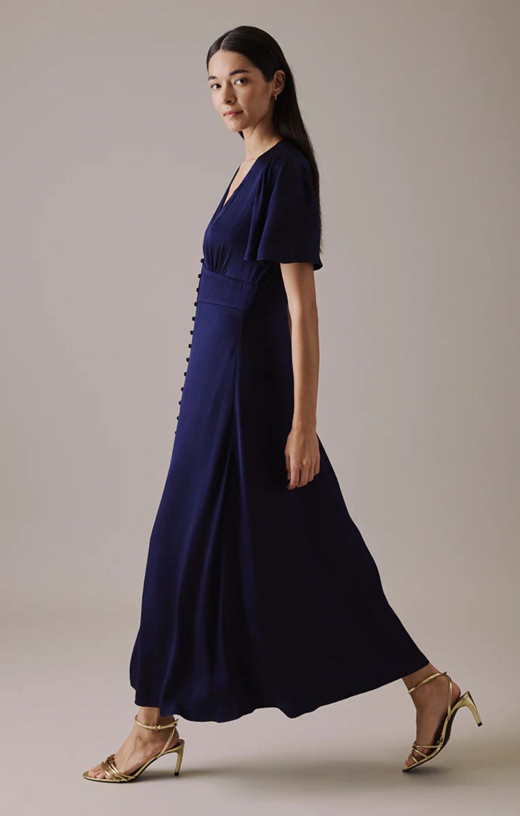 Nobody's Child Navy Satin Erin Midi Dress Nobody's Child Navy Satin Erin Midi Dress