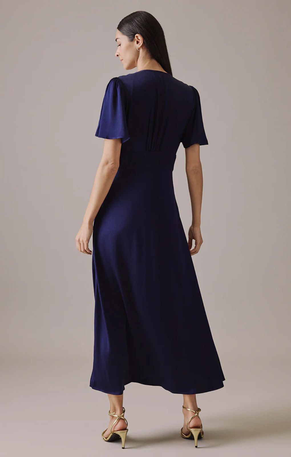 Nobody's Child Navy Satin Erin Midi Dress – dresses by Nobody's Child, available to rent from Hirestreet