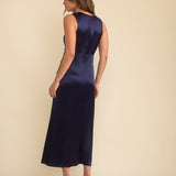 Nobody's Child Navy Sleeveless Satin Lace Trim Nessy Midaxi Dress