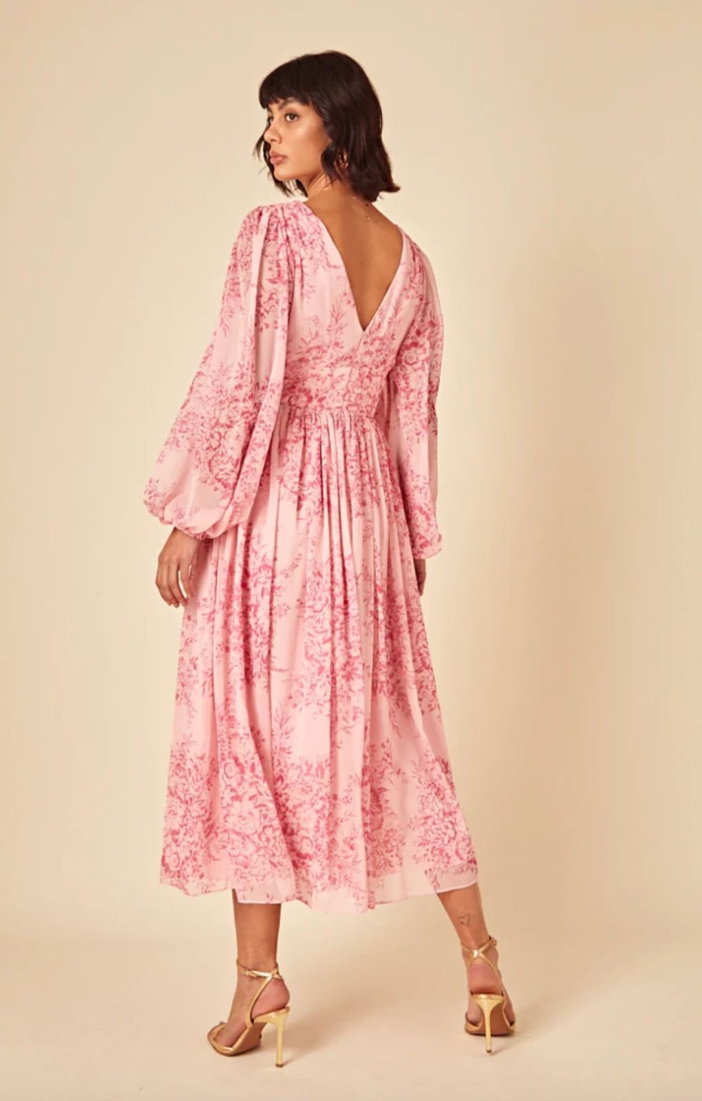 Nobody's Child Pink Floral Anya Midi Dress – dresses by Nobody's Child, available to rent from Hirestreet