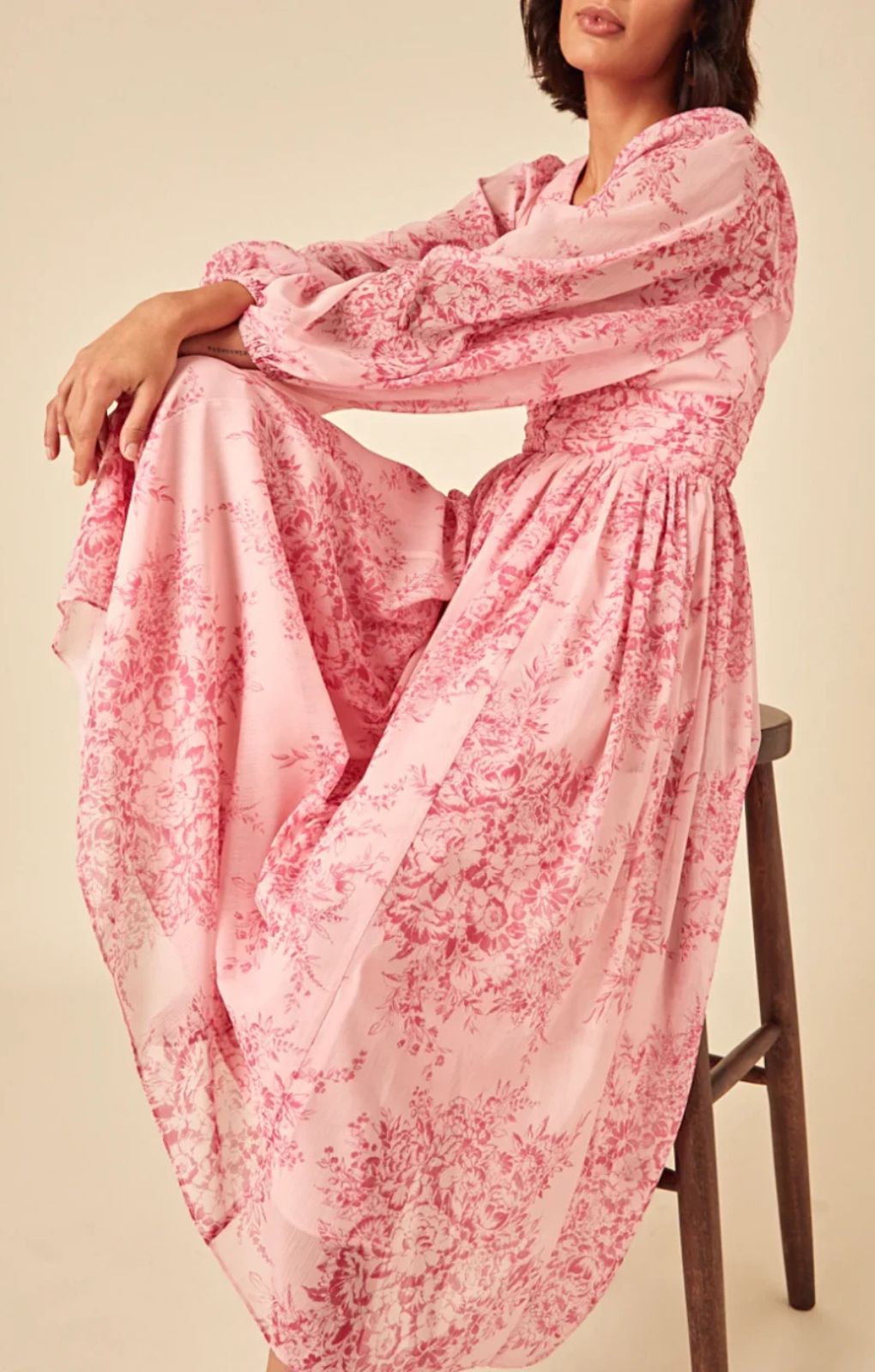 Nobody's Child Pink Floral Anya Midi Dress – dresses by Nobody's Child, available to rent from Hirestreet