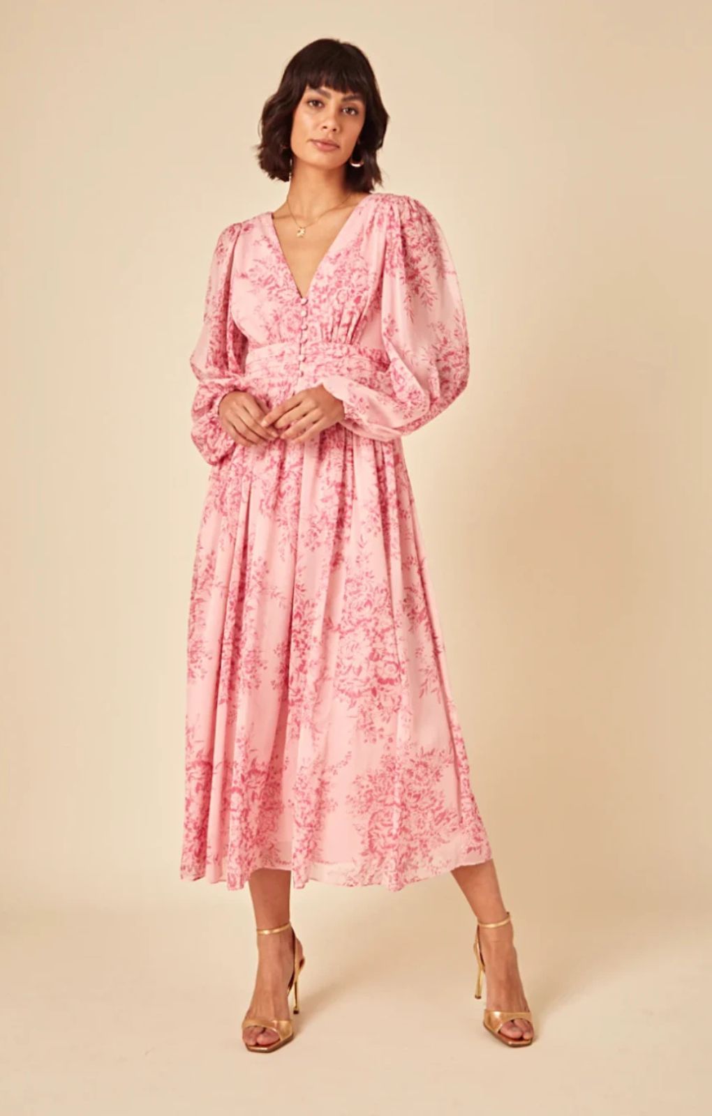 Nobody's Child Pink Floral Anya Midi Dress