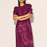 Nobody's Child Plum Satin Jacquard Moira Midaxi Dress