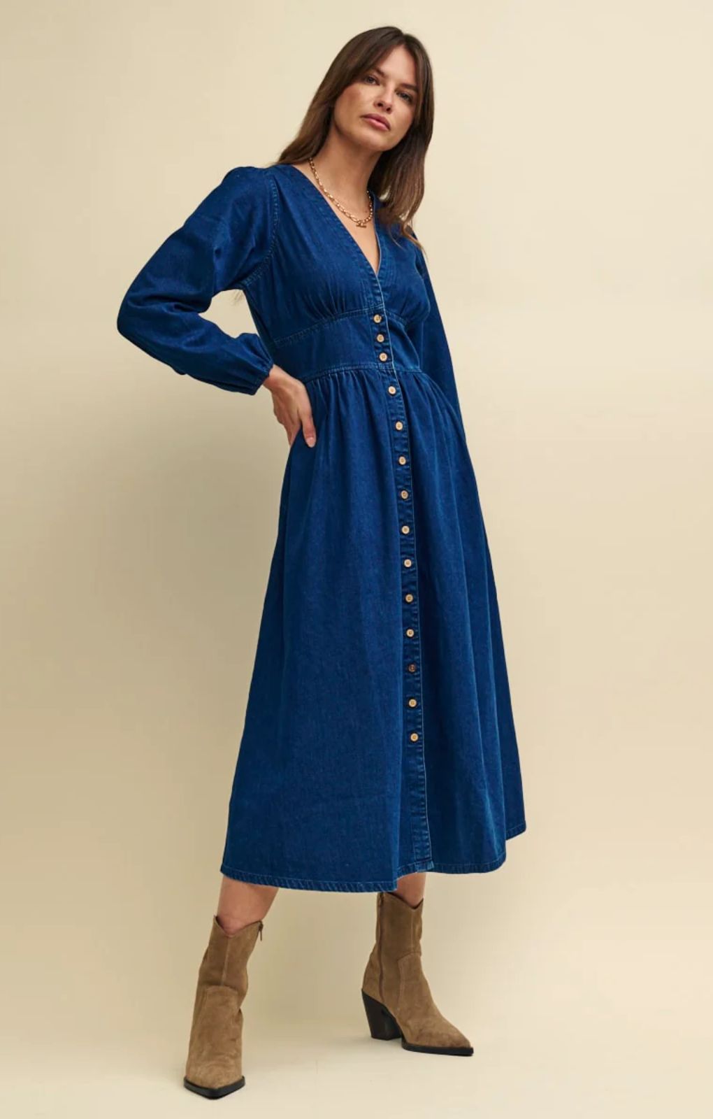 Rent Nobody's Child Starlight Midi Dress Denim Plain