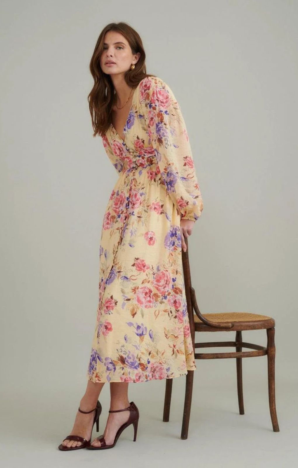 Nobody's Child Yellow Floral Anya Midi Dress – dresses by Nobody's Child, available to rent from Hirestreet