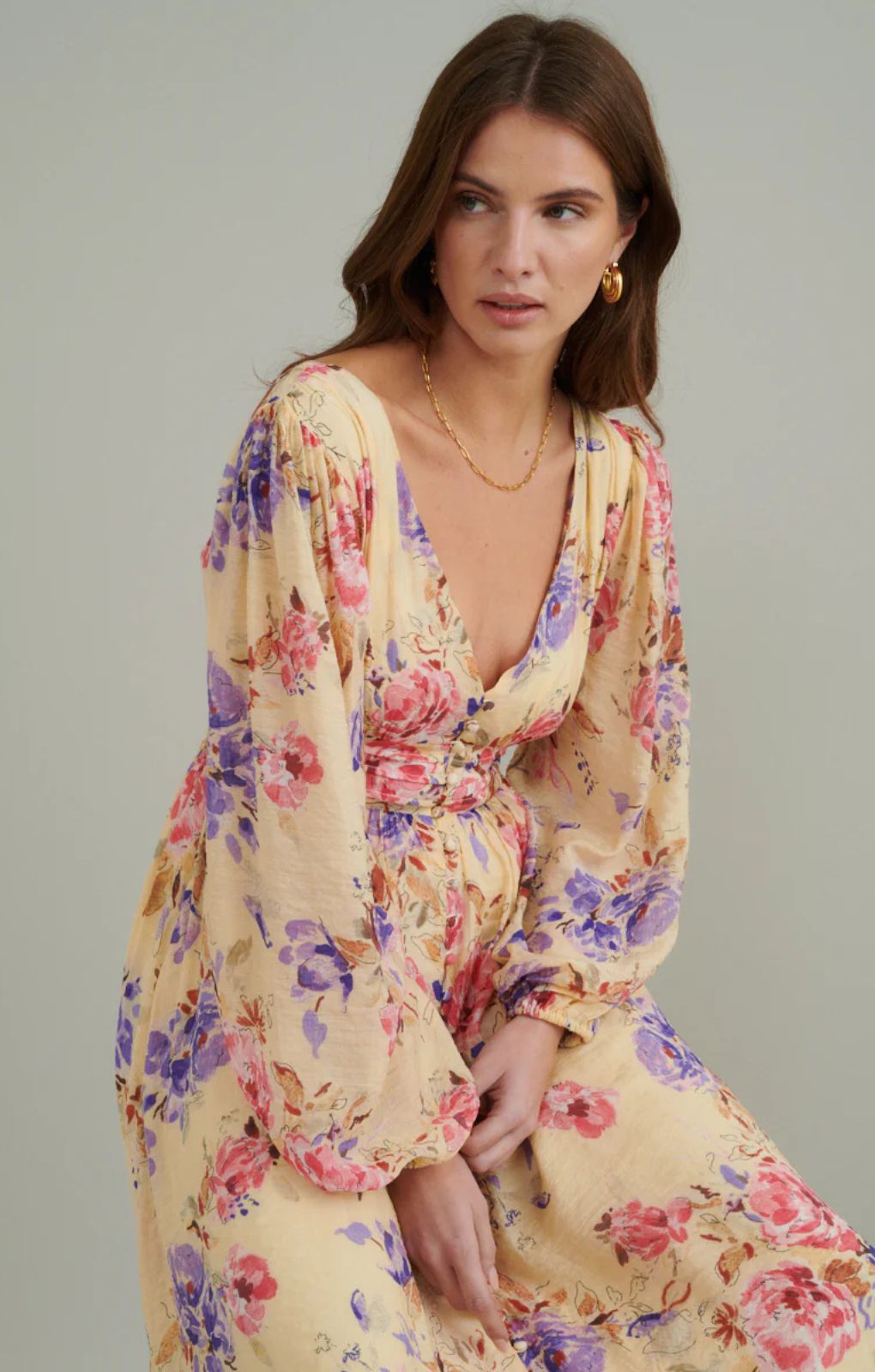Nobody's Child Yellow Floral Anya Midi Dress – dresses by Nobody's Child, available to rent from Hirestreet