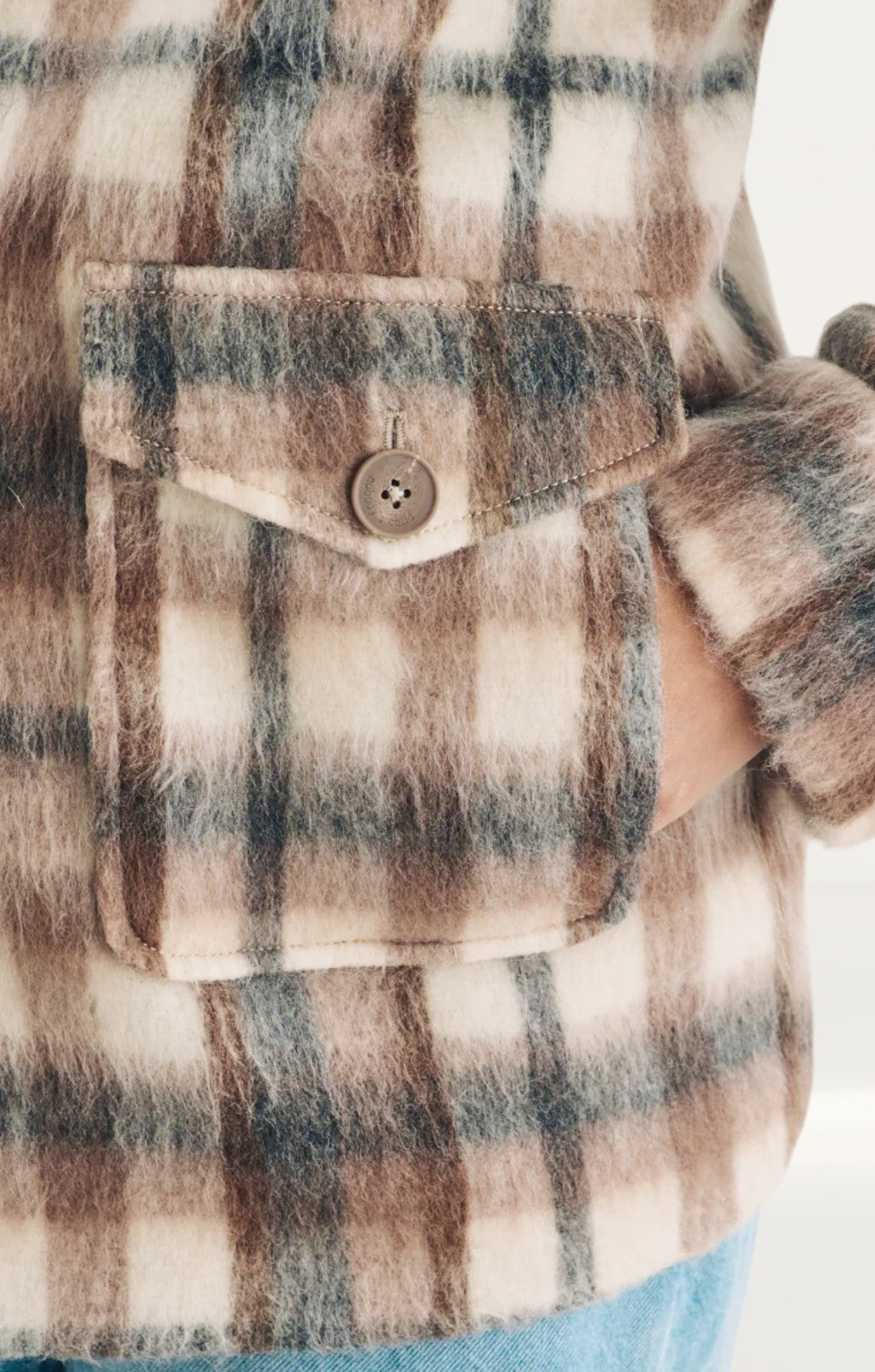 Nobody's Child Brown Check Wool Blend Shirt Jacket