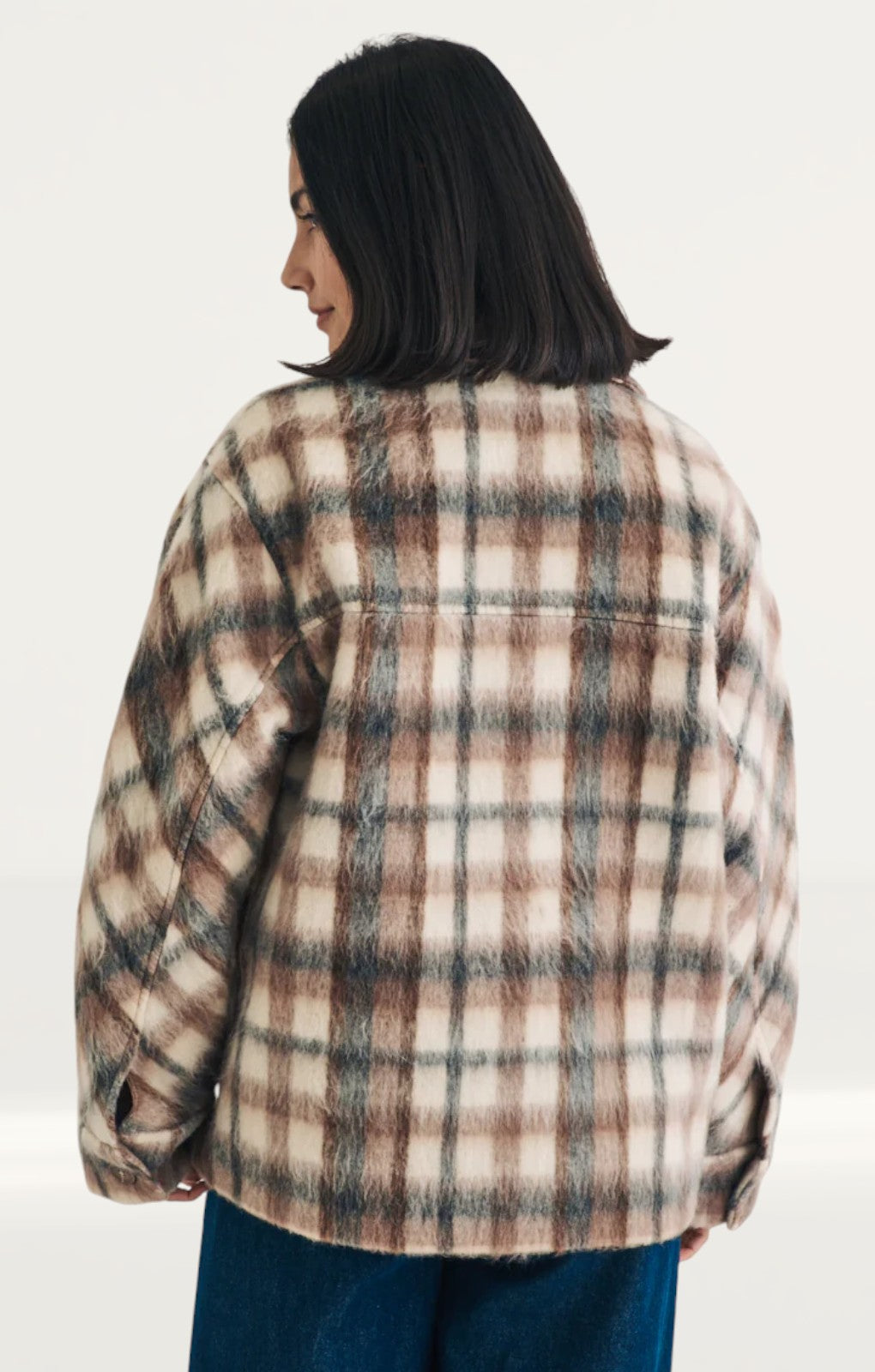 Nobody's Child Brown Check Wool Blend Shirt Jacket