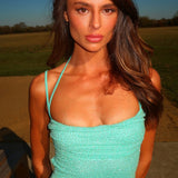 Oh Polly Monte Carlo Embellished Strapless Maxi Dress in Blue Ombré