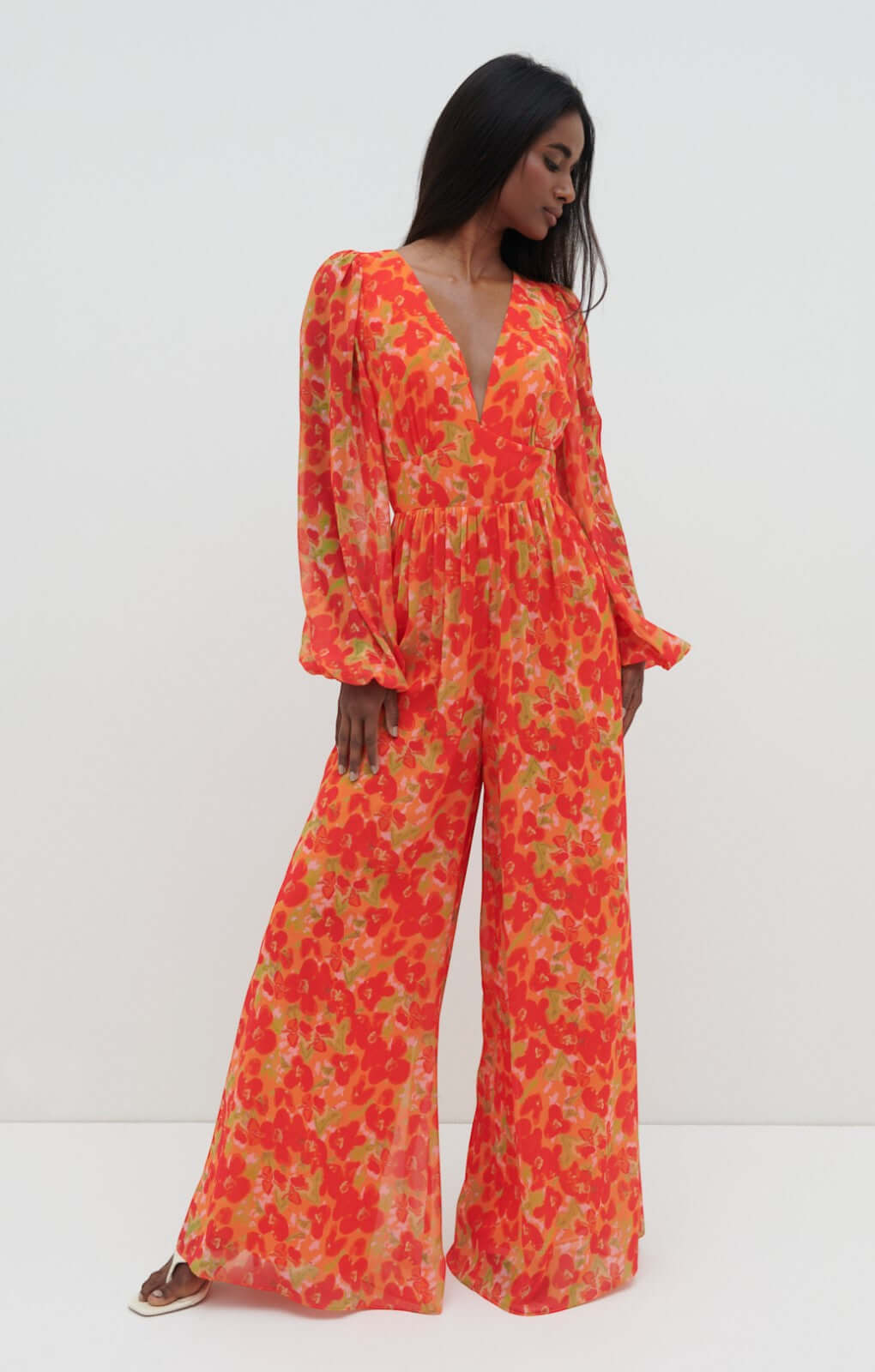 Pretty Lavish Olivette Red and Orange Floral Jumpsuit