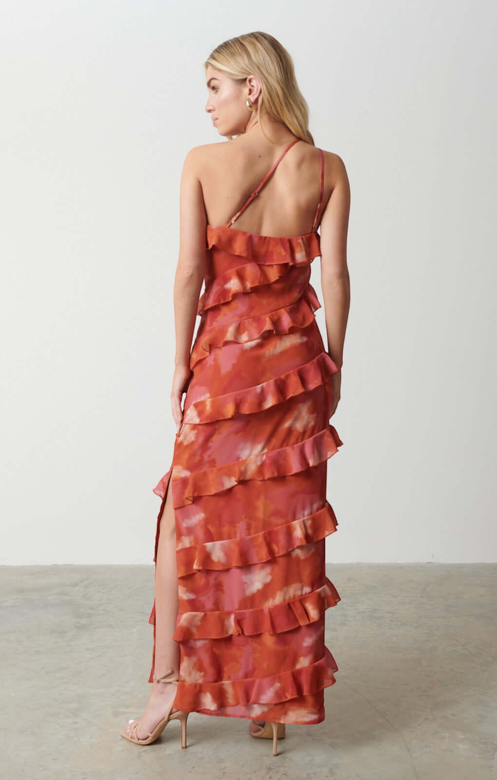 Pretty Lavish Paisley Printed Red Ruffle Maxi Dress