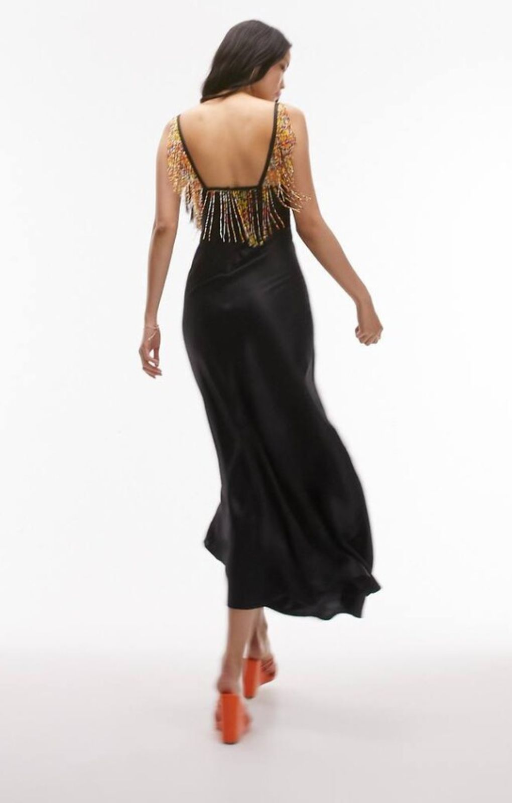 Topshop Maxi Dress With Beaded Fringing Detail In Black – dresses by Topshop, available to rent from Hirestreet
