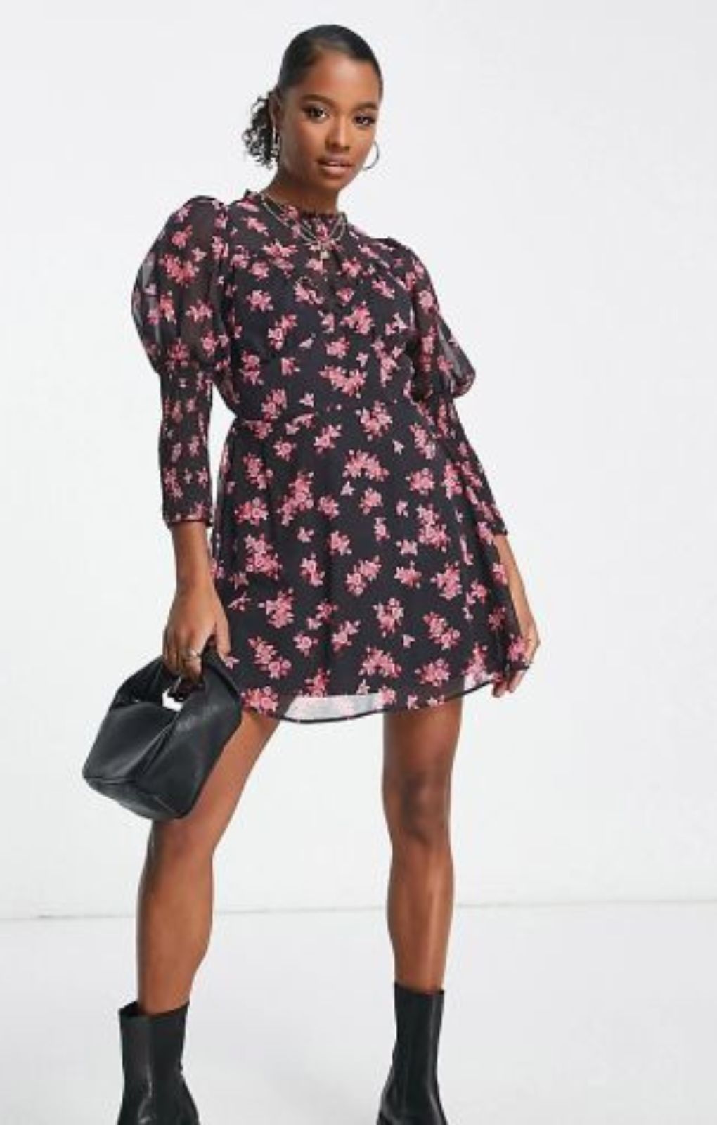 Miss Selfridge Petite Corset Detail Chiffon Mini Dress In Ditsy Floral – dresses by Miss Selfridge, available to rent from Hirestreet