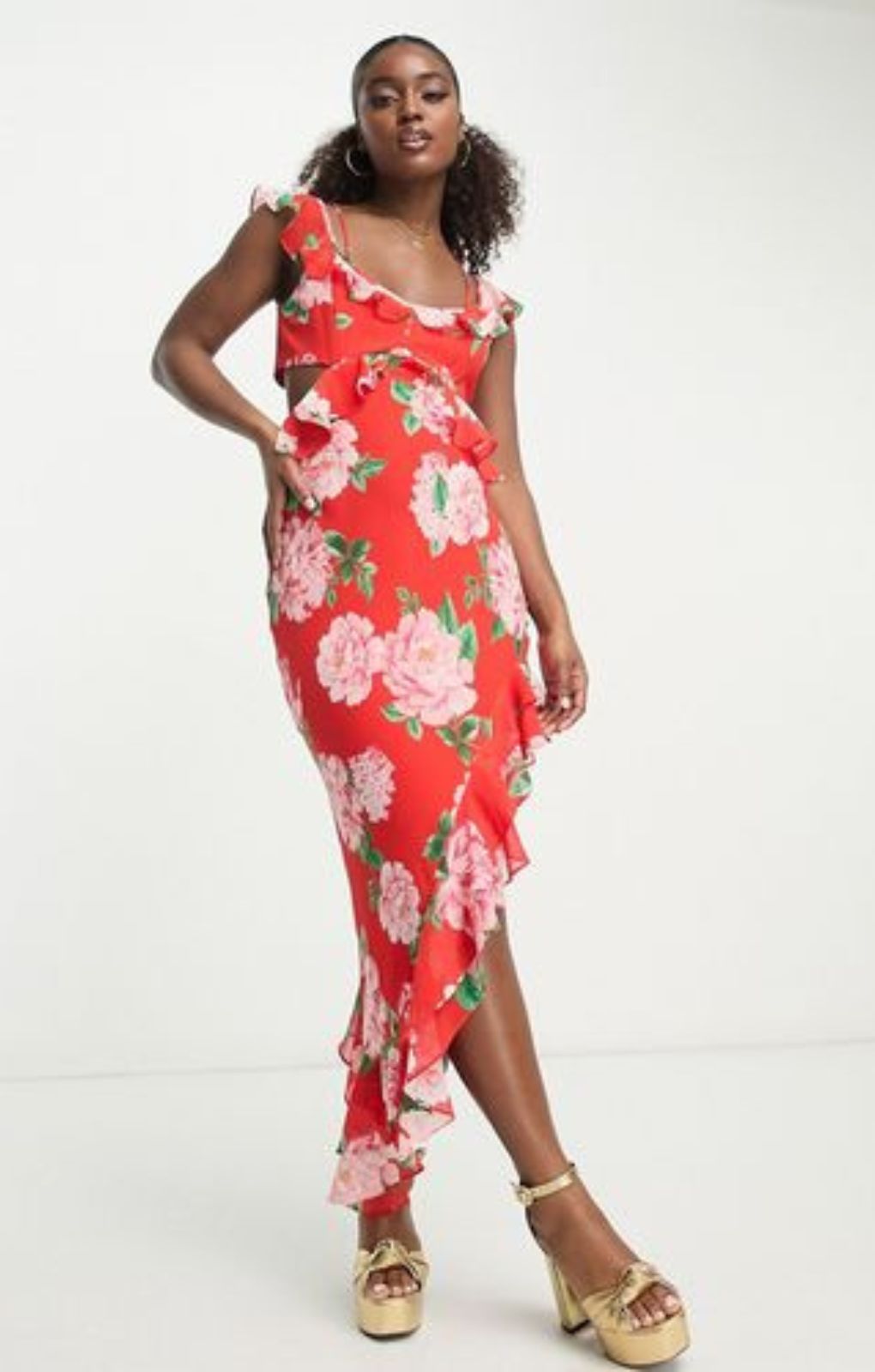 Forever New Split Maxi Dress In Red Floral – dresses by Forever New, available to rent from Hirestreet