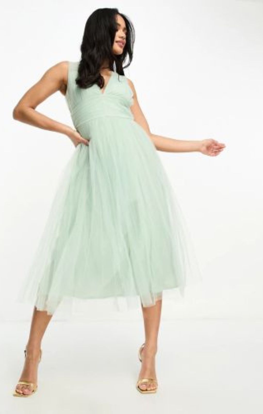 Beauut Bridal Midi Tulle Dress In Sage – dresses by Beauut, available to rent from Hirestreet