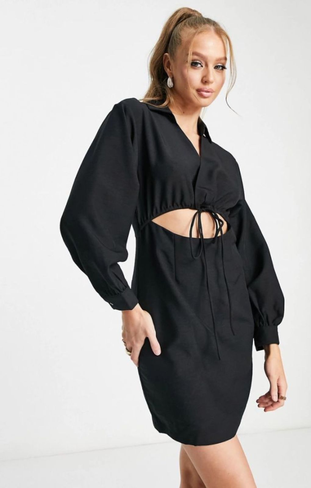 Vero Moda Cut Out Tie Waist Mini Dress In Black – dresses by Vero Moda, available to rent from Hirestreet