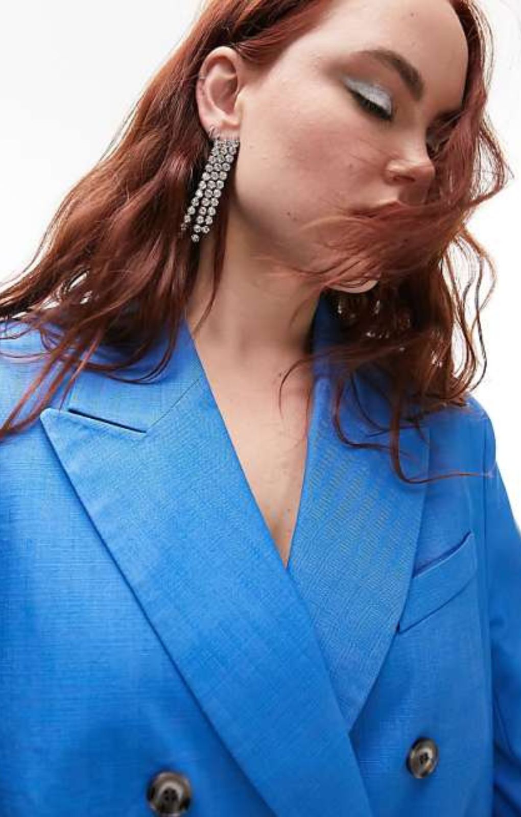 Topshop Curve Blazer In Blue Tonic – coats & jackets by Topshop, available to rent from Hirestreet