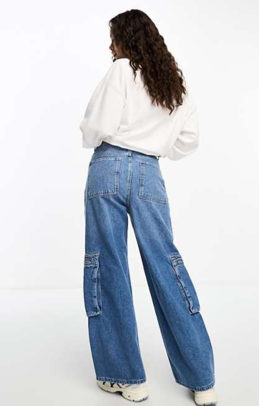 Only Hope Wide Leg Cargo Jeans In Mid Blue – jeans by Only, available to rent from Hirestreet
