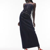 Topshop Deconstructed Denim Corset In Indigo – tops by Topshop, available to rent from Hirestreet