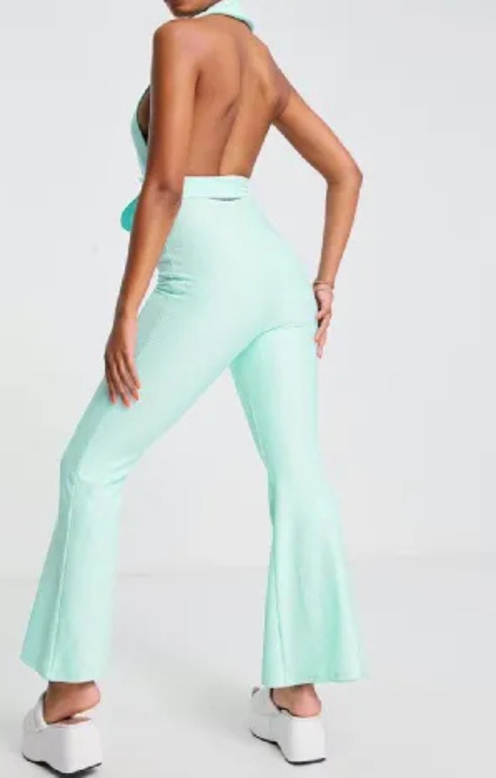 Asos Design Rib Zip Front Collared Jumpsuit With Belt In Baby Blue – jumpsuits & playsuits by ASOS DESIGN, available to rent from Hirestreet