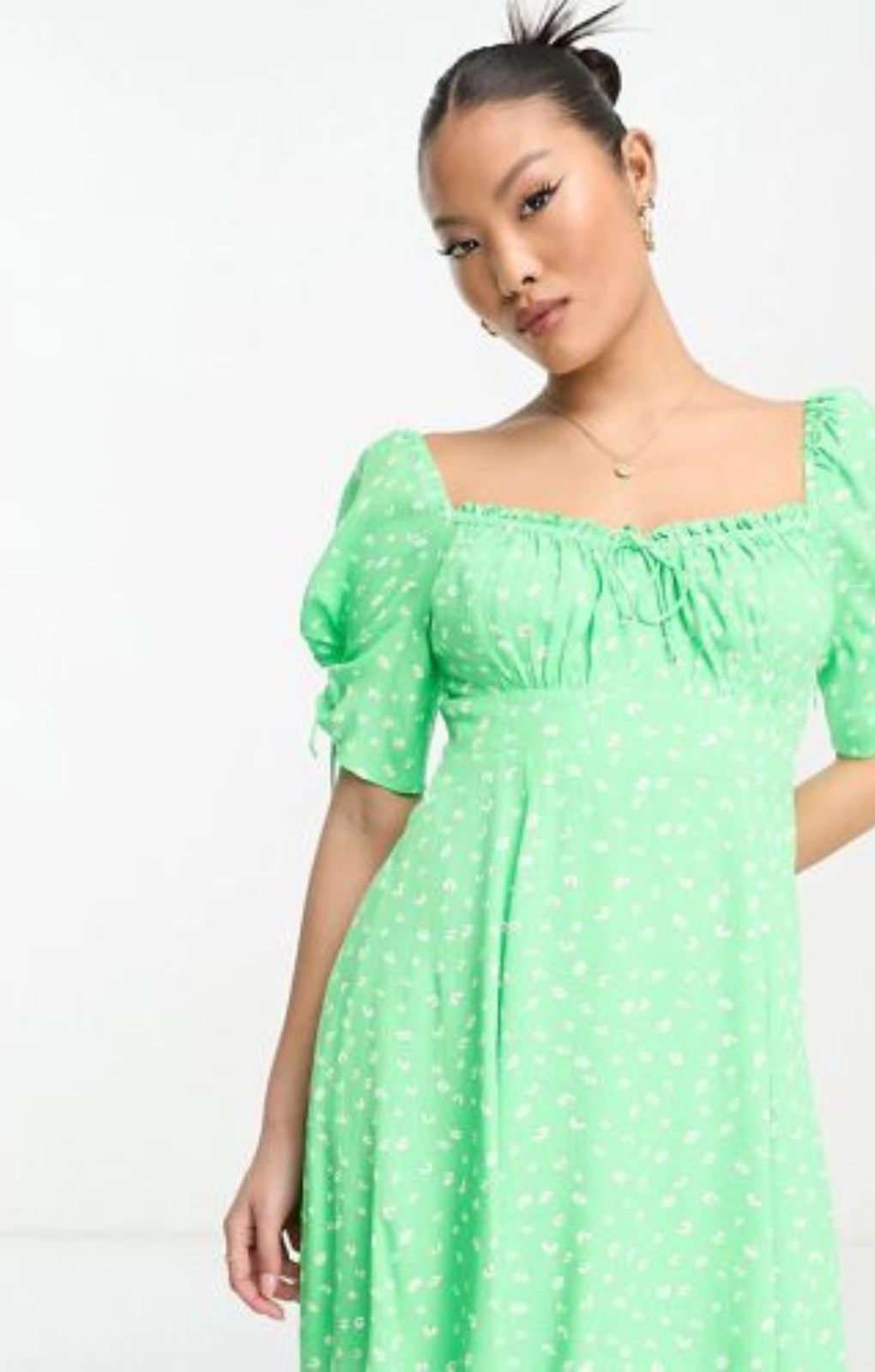 Forever New Petite Tie Sleeve Mini Dress In Green Floral – dresses by Forever New Petite, available to rent from Hirestreet