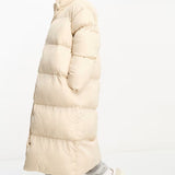 Asos Design Longline Puffer Coat In Cream – coats & jackets by ASOS DESIGN, available to rent from Hirestreet