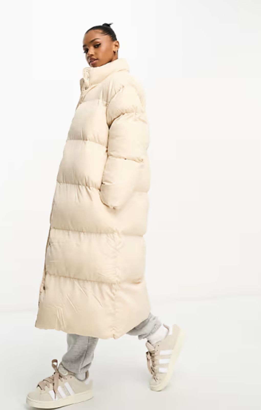 Asos Design Longline Puffer Coat In Cream – coats & jackets by ASOS DESIGN, available to rent from Hirestreet
