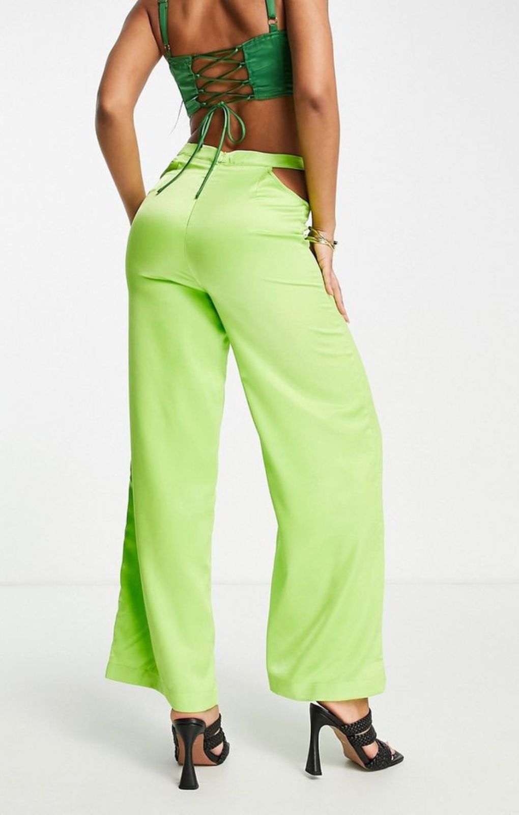 Ei8Th Hour Wide Leg Trousers In Green – trousers by EI8TH HOUR, available to rent from Hirestreet
