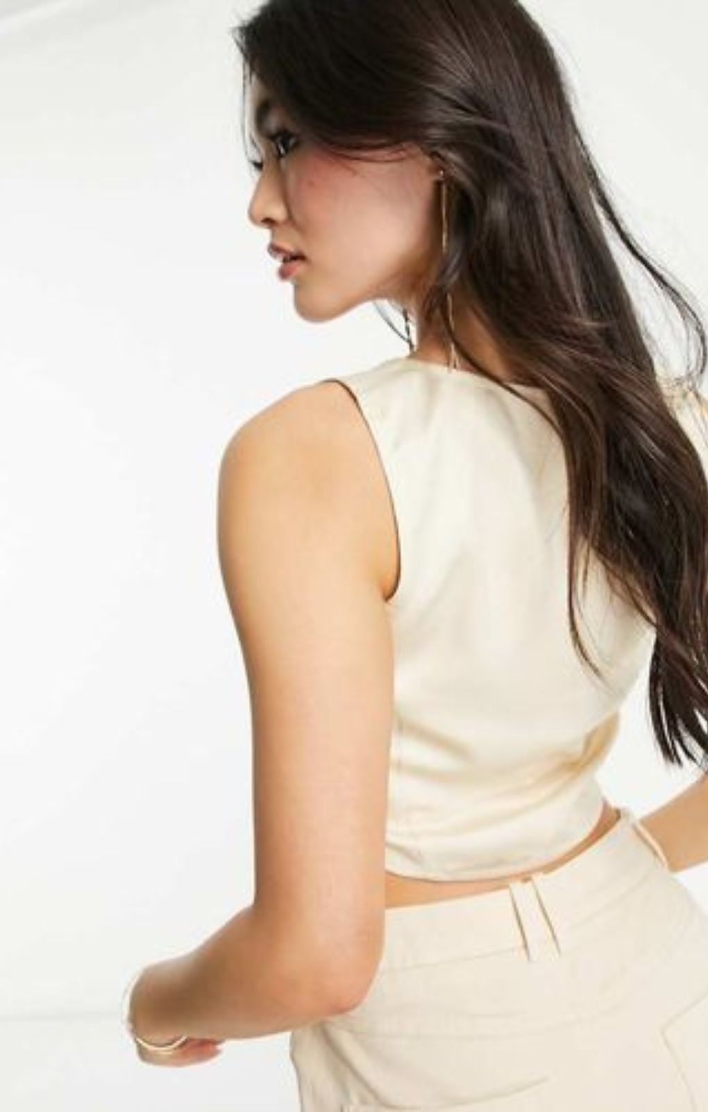 Vero Moda X Joann Van Den Herik Corset Top In Stone – tops by Vero Moda, available to rent from Hirestreet