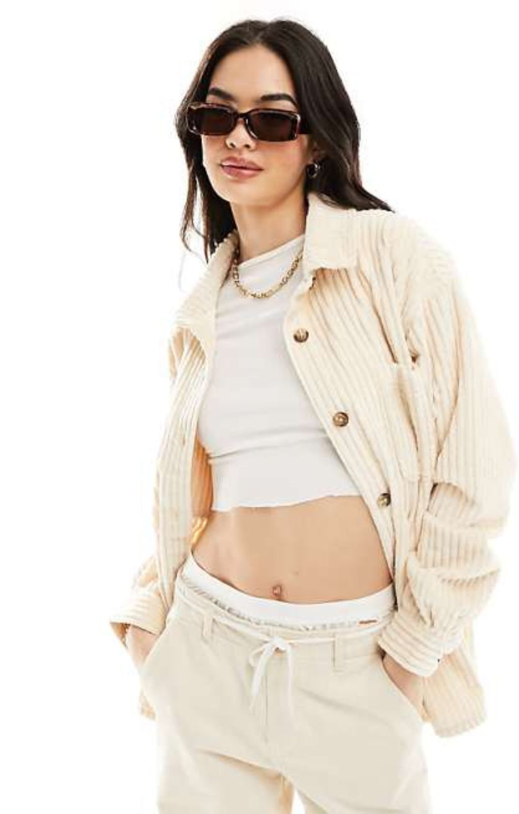 Vero Moda X Joann Van Den Herik Cargo Trousers In Stone – trousers by Vero Moda, available to rent from Hirestreet