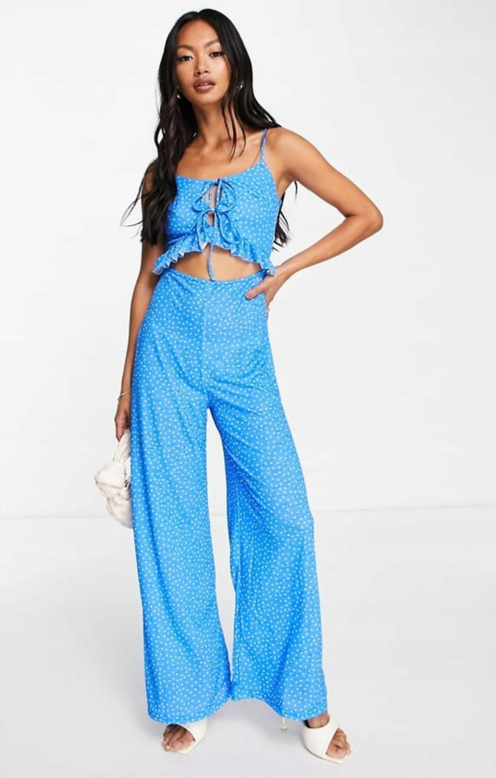 Asos Design Strappy Cami Jumpsuit In Spot Print – jumpsuits & playsuits by ASOS DESIGN, available to rent from Hirestreet