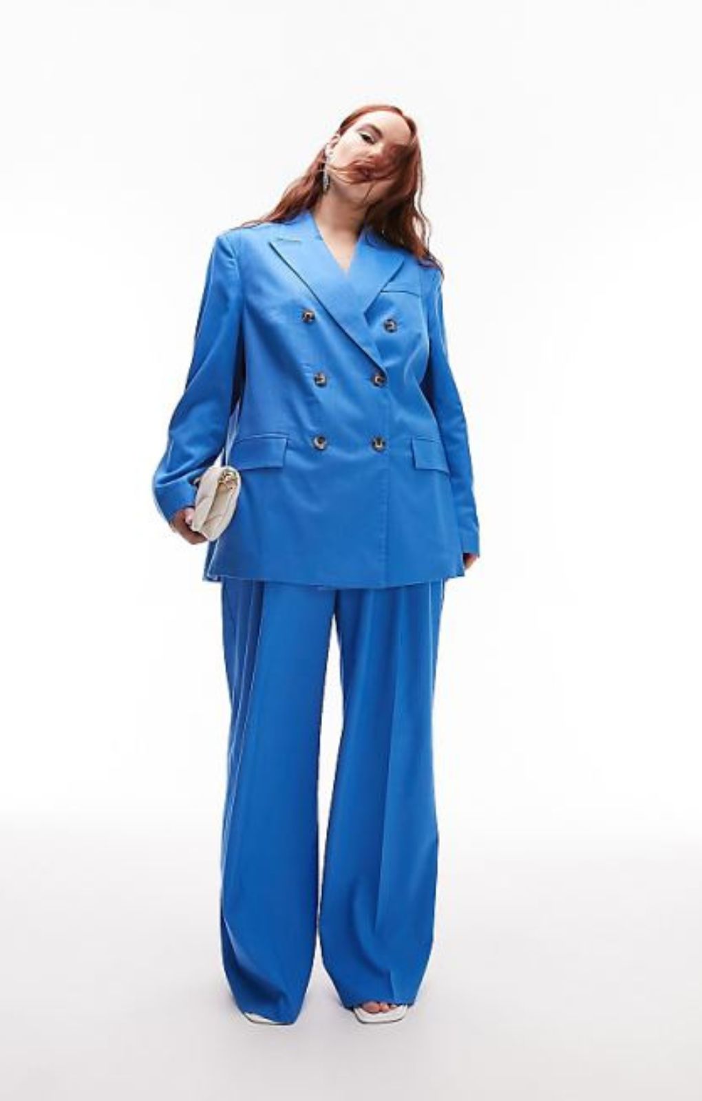 Topshop Curve Blazer In Blue Tonic – coats & jackets by Topshop, available to rent from Hirestreet