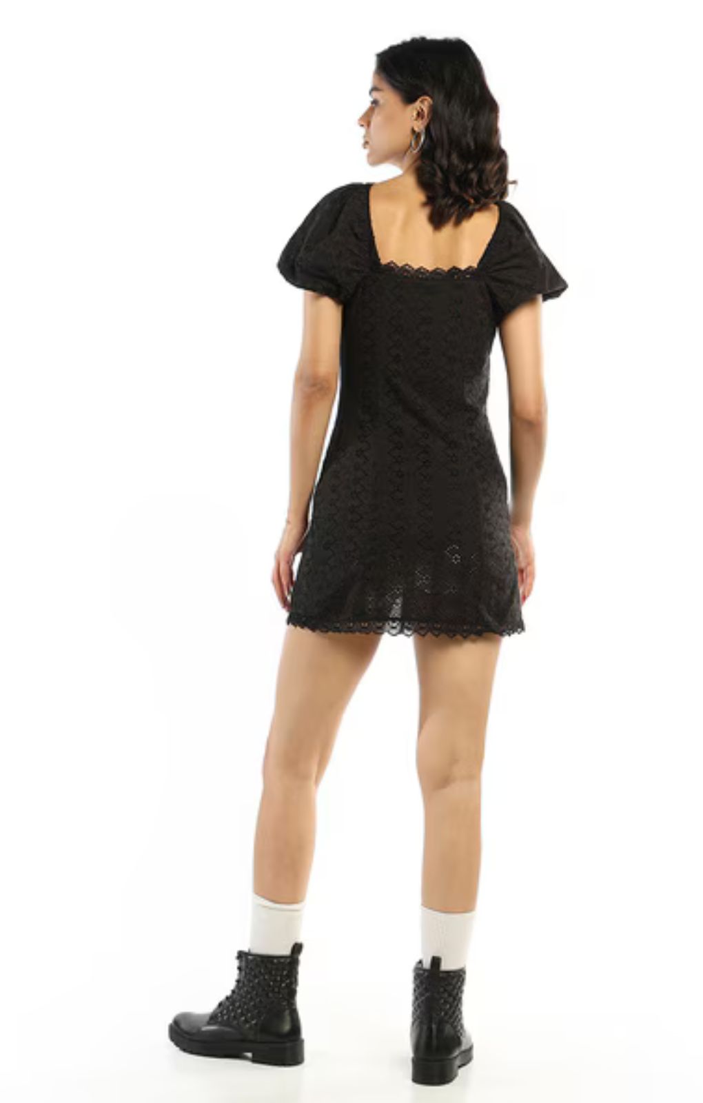 Miss Selfridge Broderie Button Through Fitted Mini Dress In Black – dresses by Miss Selfridge, available to rent from Hirestreet