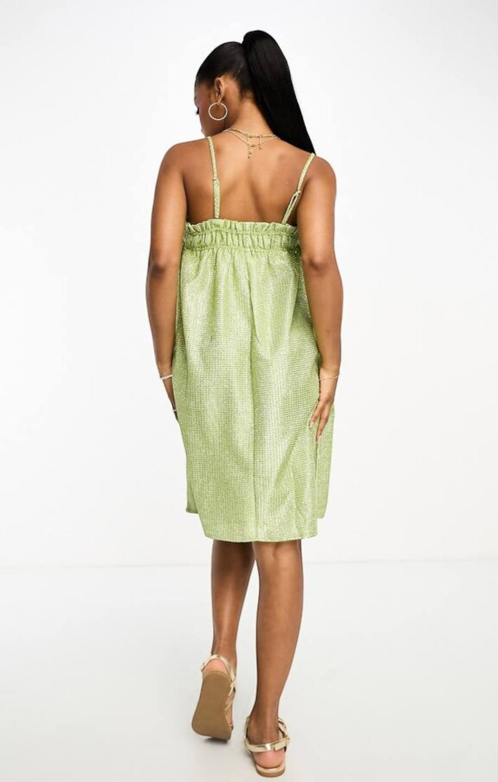 Pieces Cami Babydoll Mini Dress In Lime – dresses by Pieces, available to rent from Hirestreet
