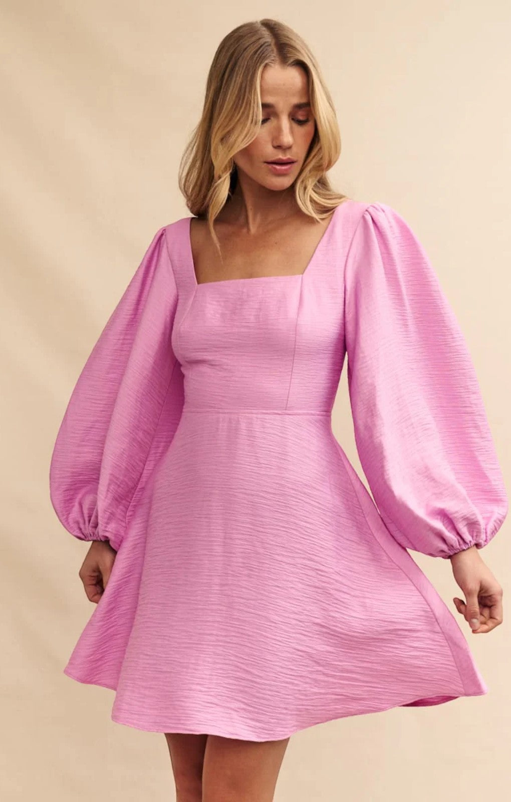Nobody's Child Pink Balloon Sleeve Zola Mini Dress
