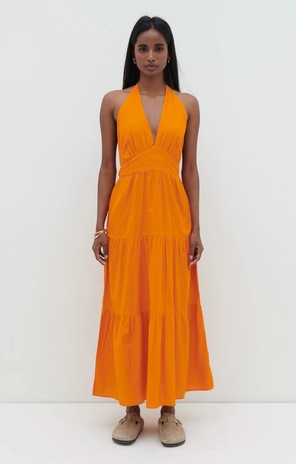 Pretty Lavish Gabrielle Halterneck Aperol Midaxi Dress – dresses by Pretty Lavish, available to rent from Hirestreet