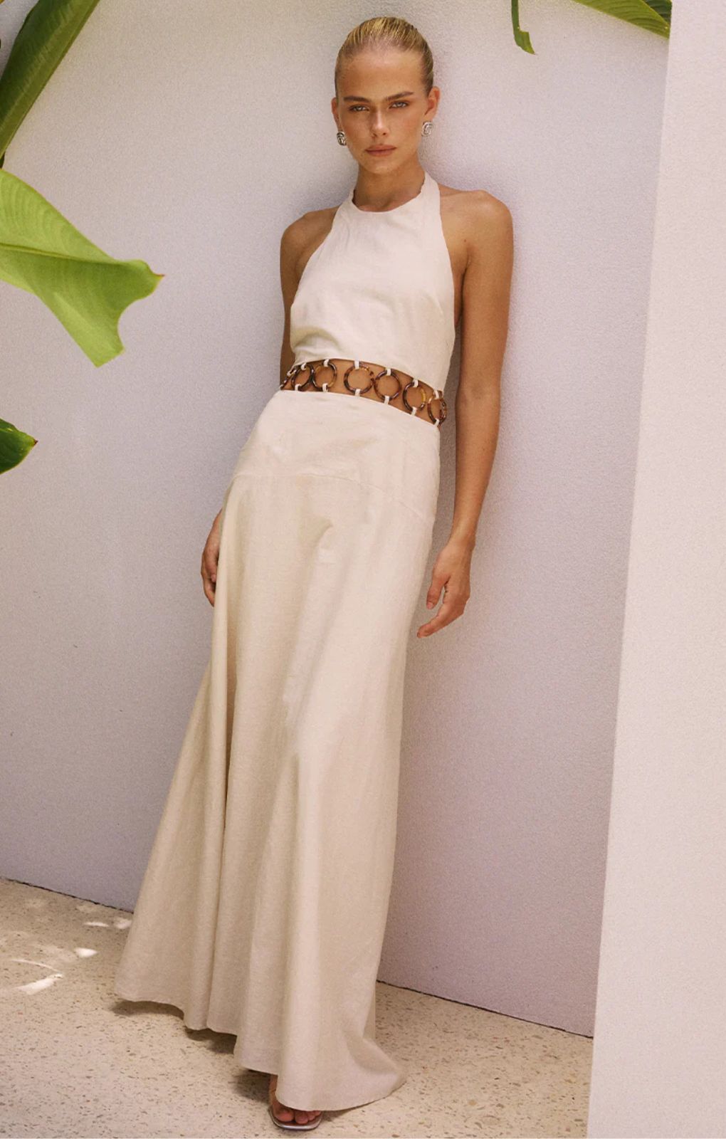 Runaway the Label Rafina Sand Cut Out Maxi Dress