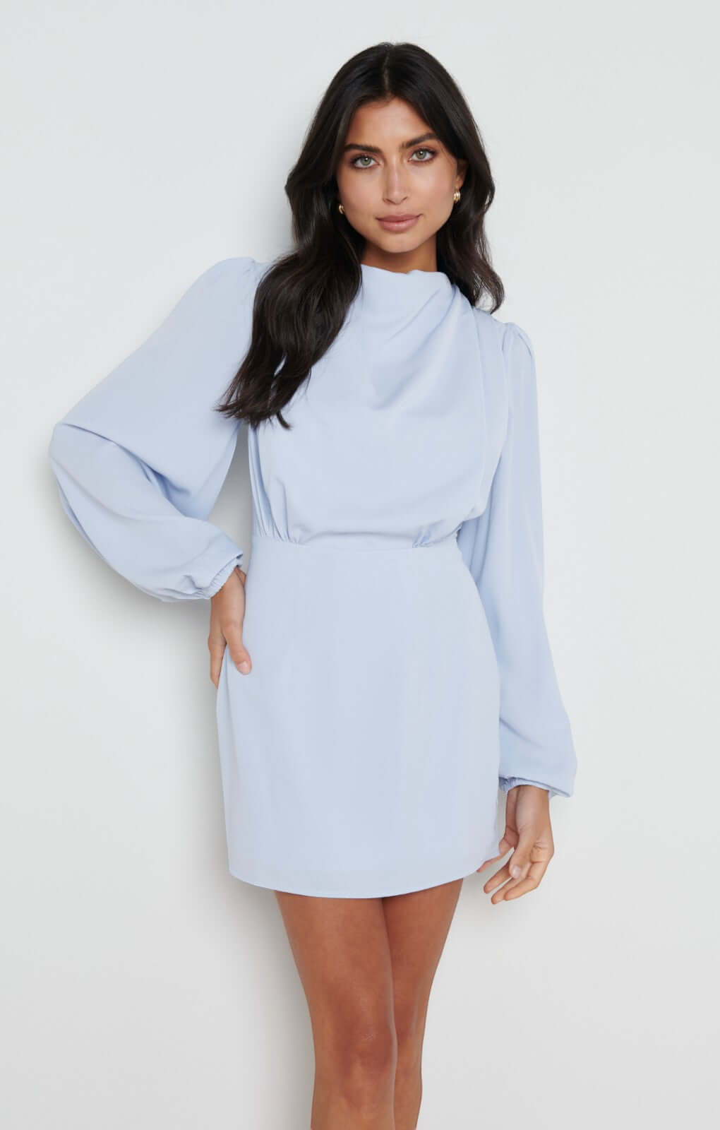 Pretty Lavish Rachel Pleated Blue Mini Dress