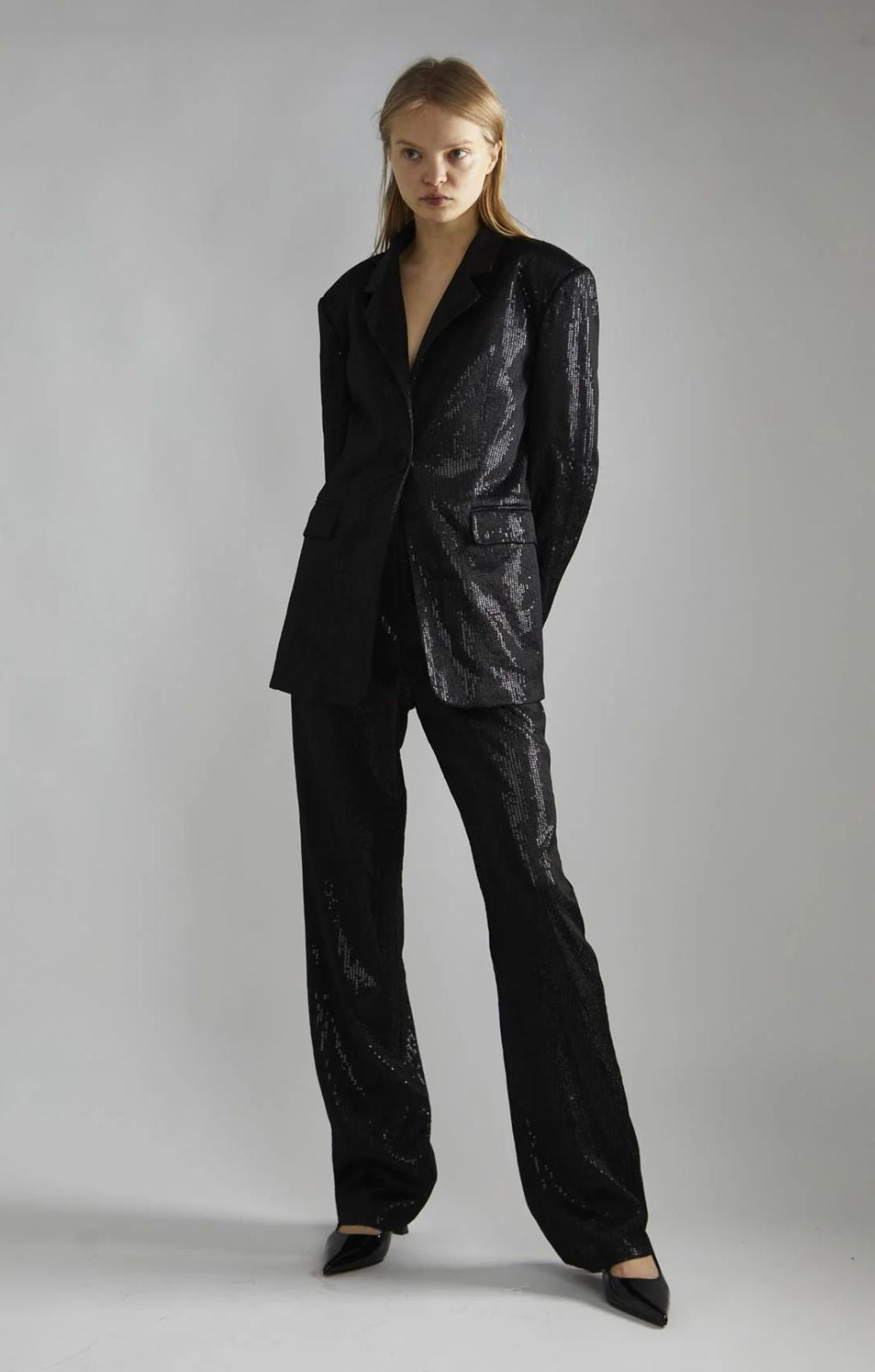 Glamorous Black Sequin Co-ord Oversized Blazer