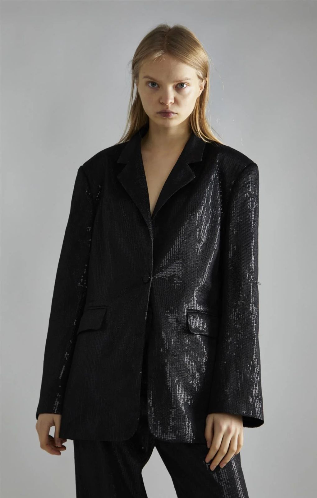 Glamorous Black Sequin Co-ord Oversized Blazer