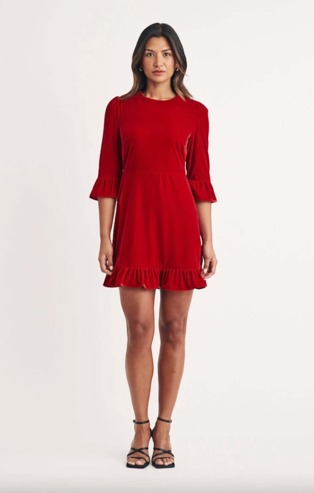 Nobody's Child Red Velvet Fleur Mini Dress