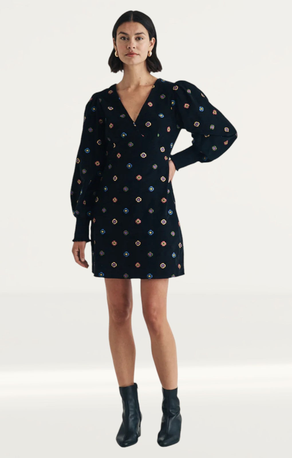 Nobody's Child Black Cord Embroidered Rigga Mini Dress
