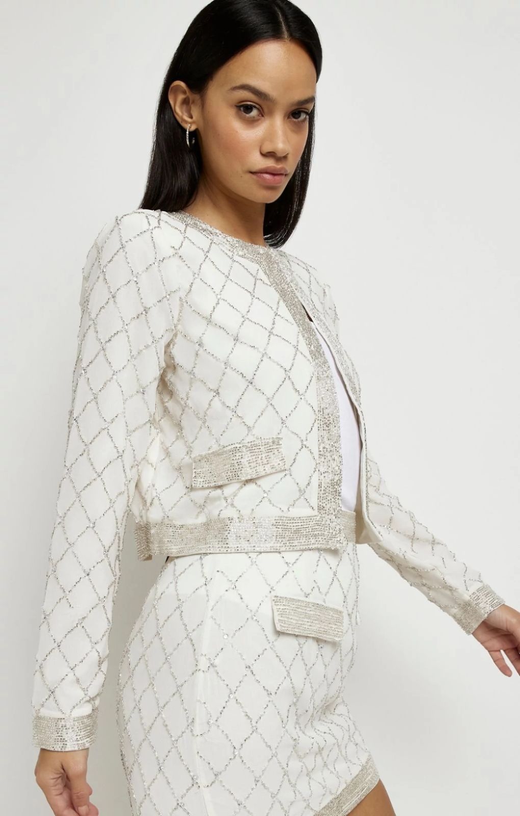 River Island Cream Trophy Blazer and Skirt Co-ord