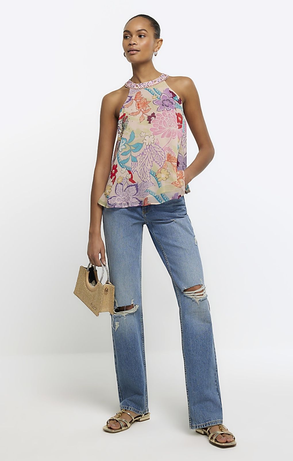 River Island Light Pink Moroccan Print Top